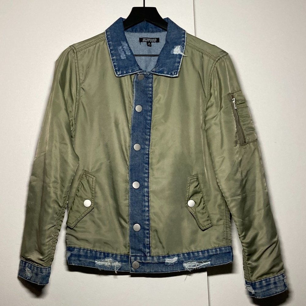 Elwood Vintage Olive/ Indigo Trucker Bomber Jacket